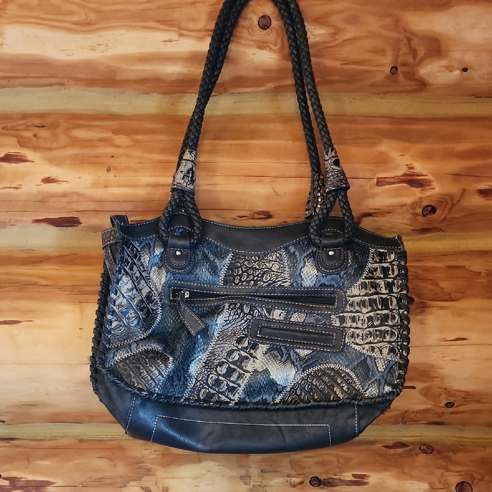 Stylish Patchwork Faux Leather Snakeskin Women's Bag